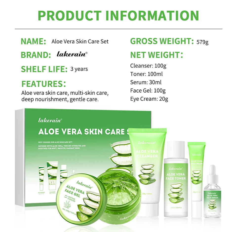Aloe Vera 5-Piece Skin Care Set – Hydrating & Nourishing Daily Routine