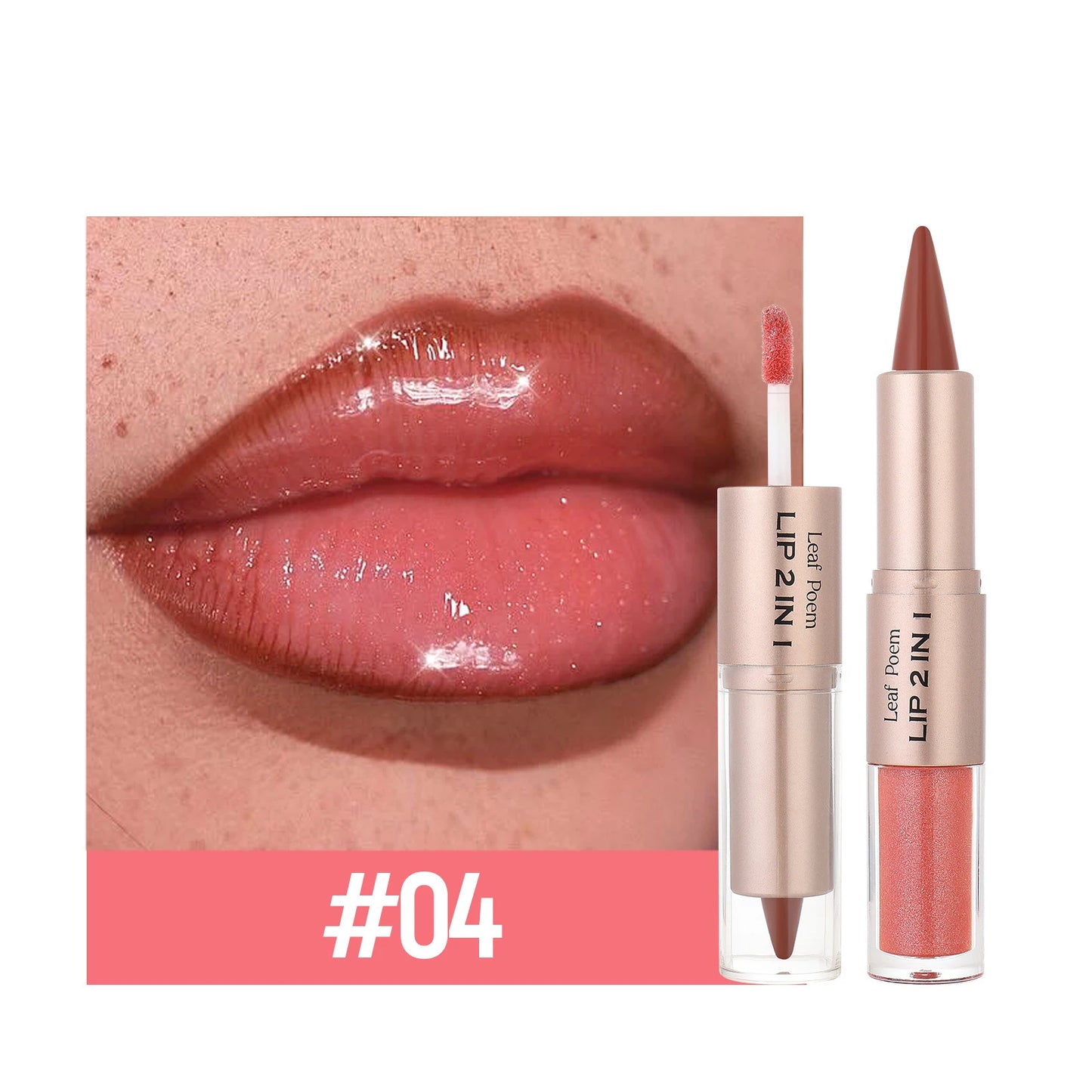 Tapered Lip Liner Contour Pencil Double Head Mirror Lip Glaze Crystal Lip Gloss Sexy Red Lips Tint Makeup