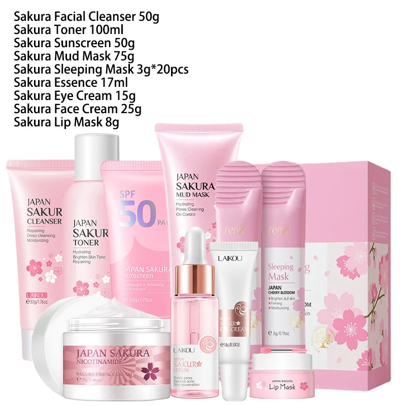 9pcs Facial Products Kit-Facial Cleanser, Face Cream, Sunscreen, Facial Mask, Eye Cream, Korean Skincare Product