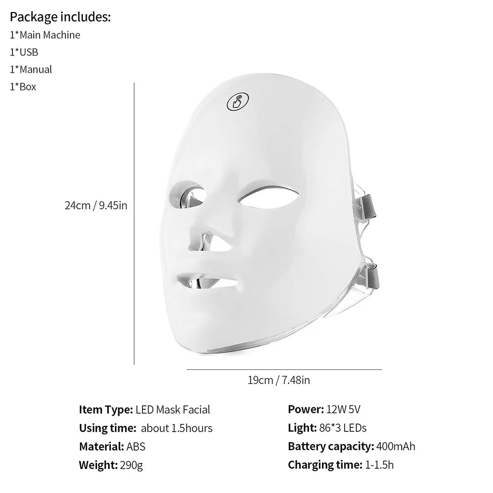 Rechargeable Facial LED Mask 7-Beauty Mask Skin Rejuvenation Home Face Lifting Skin Care Beauty Mask